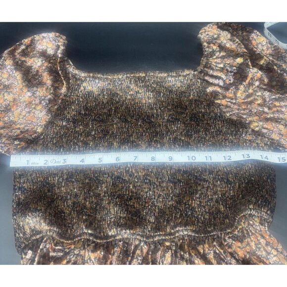 Hayden Los Angeles Womens Floral Velvet Smocked Peplum Top Sz M - Picture 7 of 8